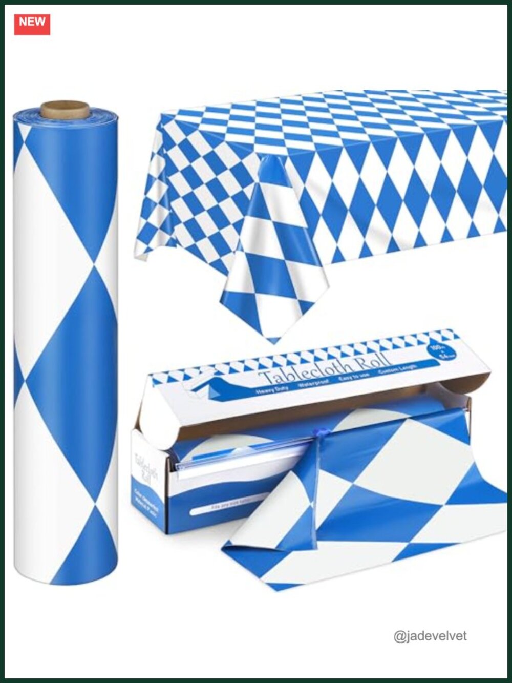 Oktoberfest Plastic Tablecloth Roll 100ft Waterproof Disposable with Cutter Box